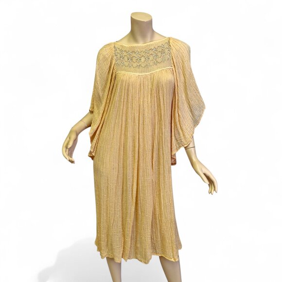 Vintage 1970s Gauze Cotton Dress with Metallic Threads - Picture 5 of 15